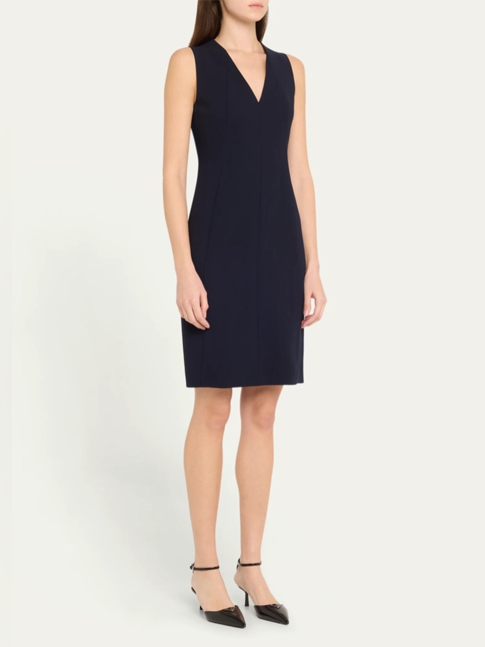 Akris Sleeveless V Neck Wool Sheath Dress Size US 12